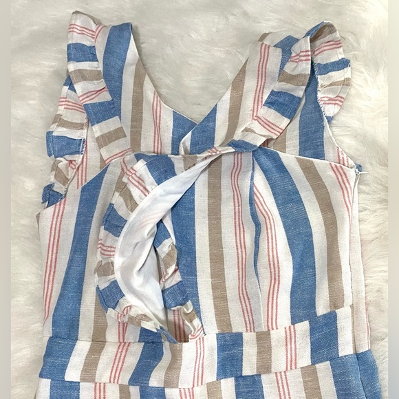 Karlie Womens S Blue White Stripe Sleeveless Jumpsuit Preppy Feminine Classic - Picture 5 of 14